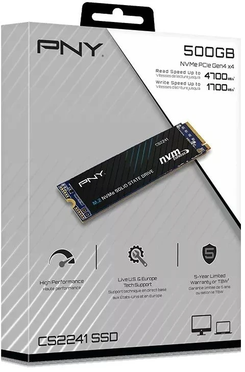 PNY SSD 500GB CS2241 M.2 GEN4 2280 - NVMEINTERNAL SOLID STATE DRIVE