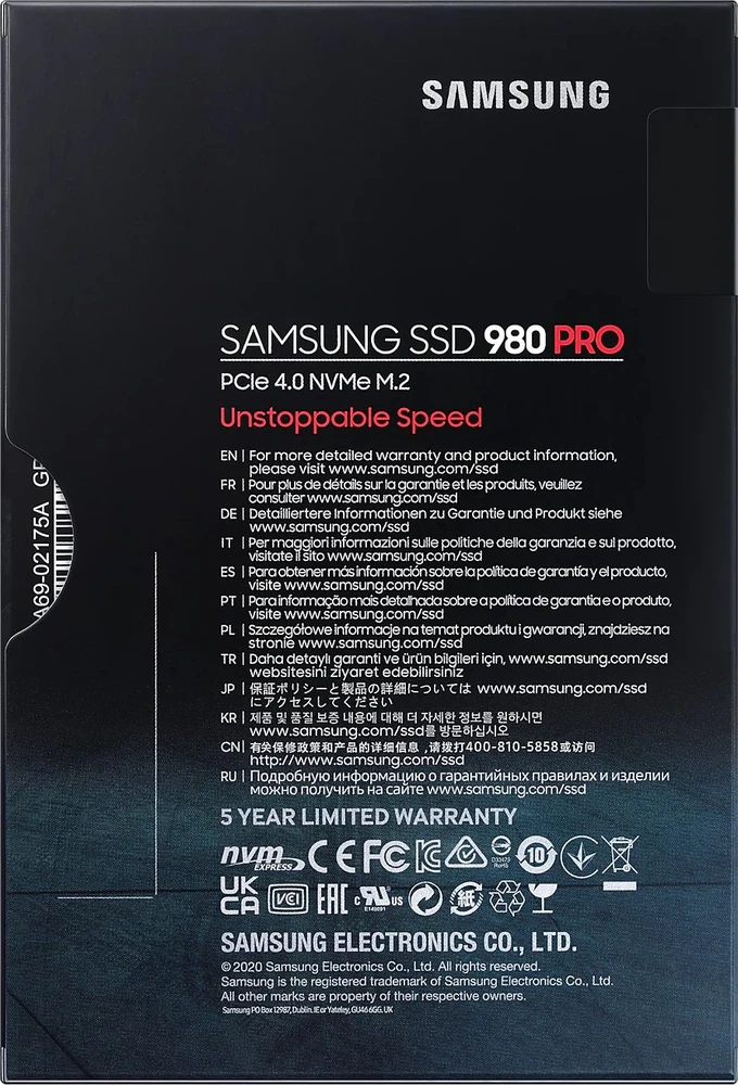 Vidinis kietasis diskas SAMSUNG 980 PRO SSD 2TB M.2 NVMe PCIe 4.0/MZ-V8P2T0BW