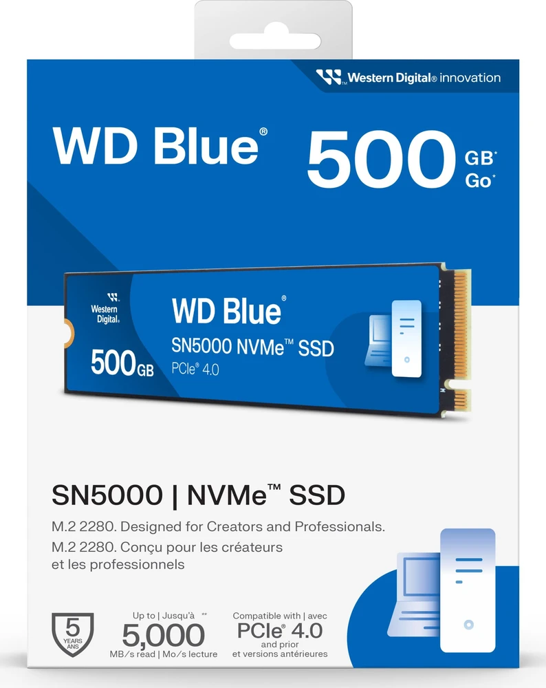 Western Digital 500 GB WD Blue SN5000 NVME SSD/PCIE GEN 4.0 UP TO 5150 MB/S RS