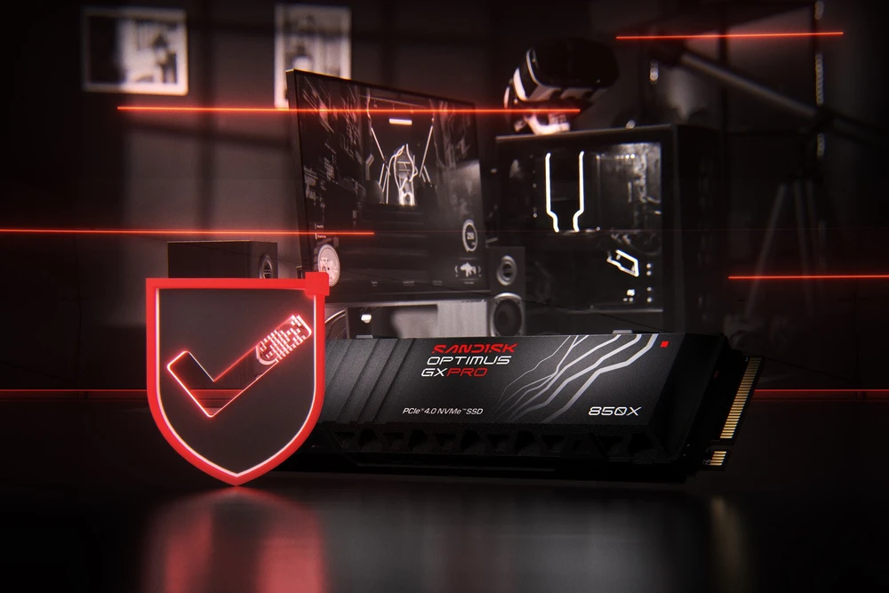 „SanDisk Optimus GX PRO 850X SSD“ diskas – SSD – užšifruotas – 2 TB – vidinis – M.2 2280 S3-M (M.2 2280 S3-M) – PCIE 4.0 x4 (NVME) – TCG Opal Encryption 2.01 – integruotas radiatorius (SDSP81200TAH-000E0)