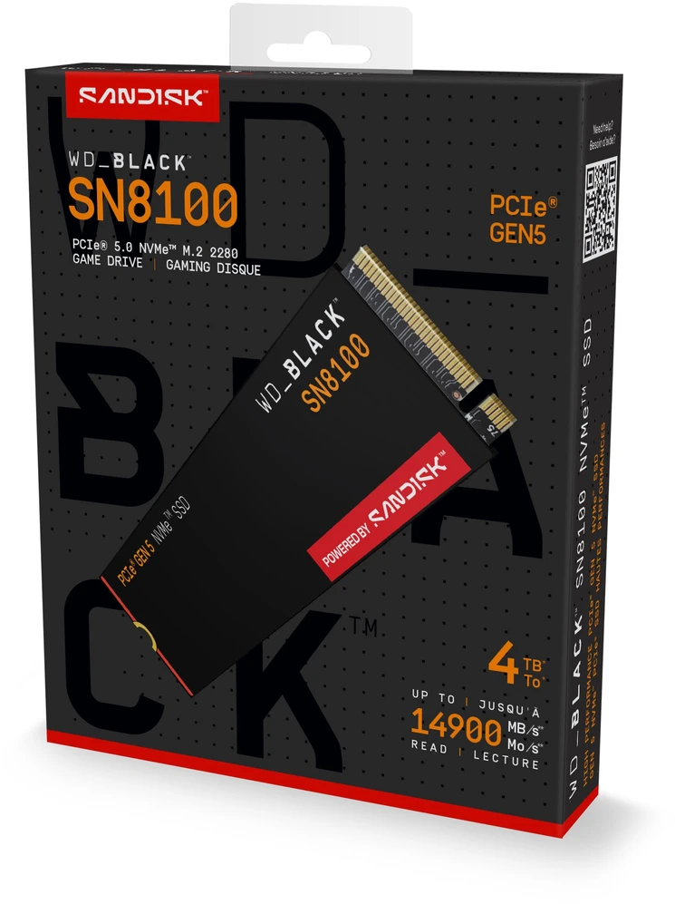 Western Digital Dysk SSD SanDisk SN8100 4TB M.2 2280 PCI-E x4 Gen5 NVMe (WDS400T1X0M)