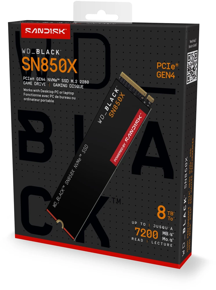 Sandisk WD Juodas SN850X PCIE GEN 4 - GAMING SSD 8TB