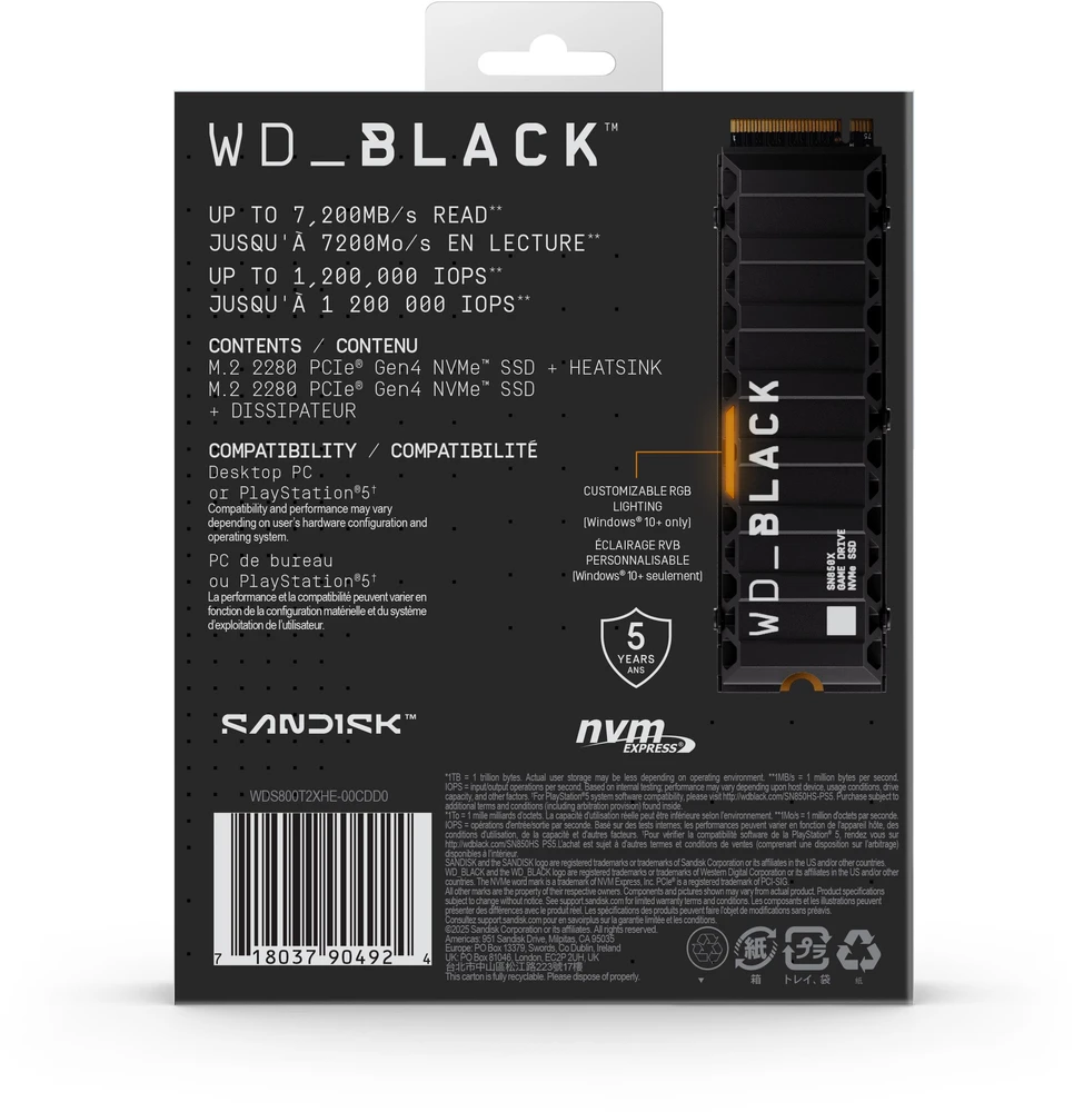 Sandisk SSD - Western Digital Juodas WDS800T2XHE 8 TB M.2 PCIe 4.0 NVMe