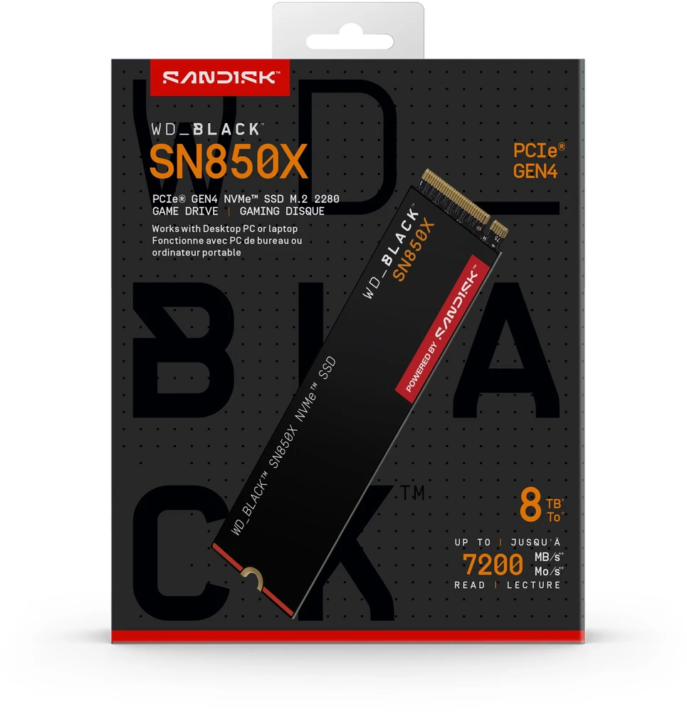 Sandisk WD Juodas SN850X PCIE GEN 4 - GAMING SSD 8TB