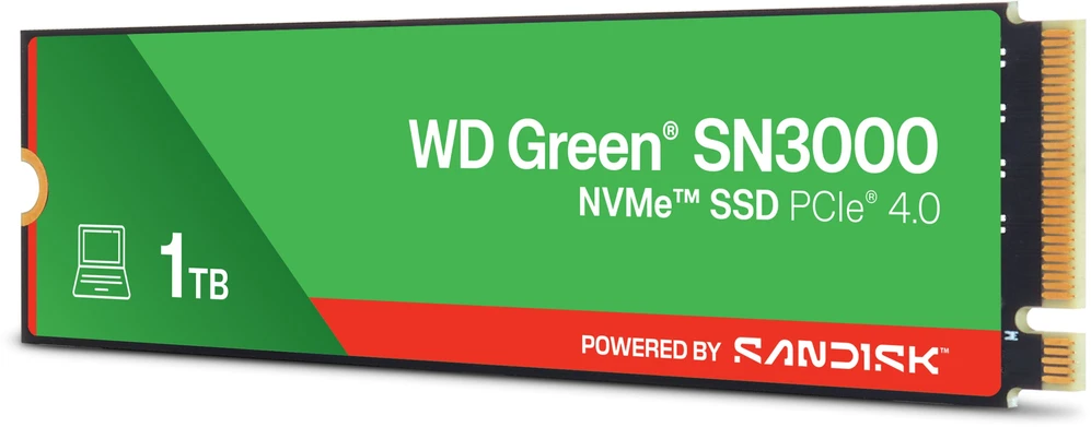 Dysk SSD SanDisk Žalias SN3000 1TB M.2 2280 PCI-E x4 Gen4 NVMe (WDS100T4G1E-00CPS0)