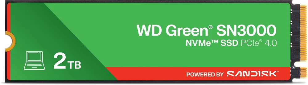 Western Digital Žalias WD ™ SN3000 NVMe™ SSD POWERED BY SANDISK 2 TB