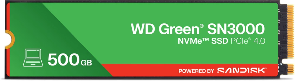 Western Digital Žalias WD ™ SN3000 NVMe™ SSD POWERED BY SANDISK 500 GB
