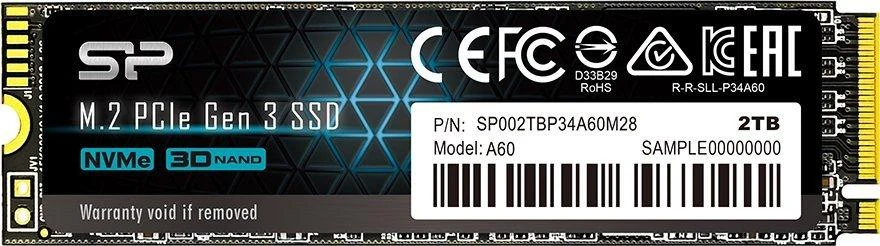 SILICON POWER KOMPIUTERIAI IR RYŠIAI SILICON POWER SSD Ace A60 2TB M.2 PCIe Gen3 x4 NVMe 2200/1600 Mb/s