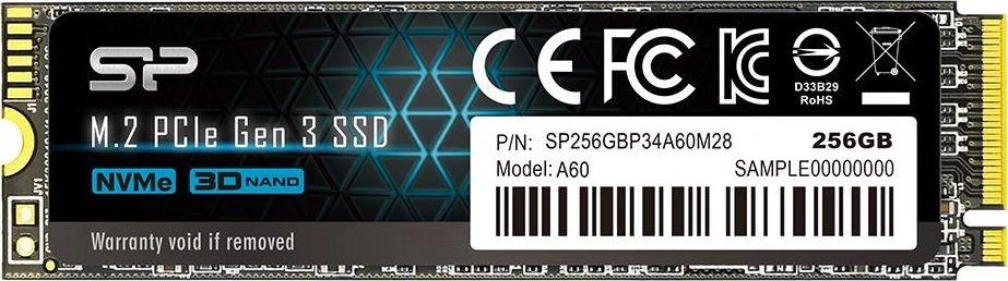 Silicon Power SSD P34A60 256 GB, M.2 PCIe Gen3 x4 NVMe, 2200/1600 MB/s
