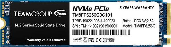 „Team Group MP33“ 256 GB, SSD – PCIe 3.0 x4, NVMe 1.3, M.2 2280