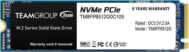 TEAM GROUP MP33 512GB PCIe Gen3 x4 NVMe M.2 SSD 1700/1400 MB/s