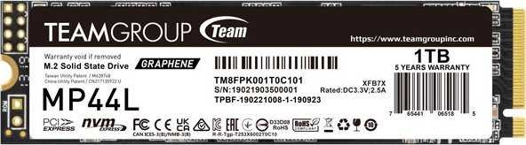 „Dysk Team Group MP44L“ SSD diskas, 1 TB, M.2 PCIe NVMe Gen4 x4 (5000/4500),