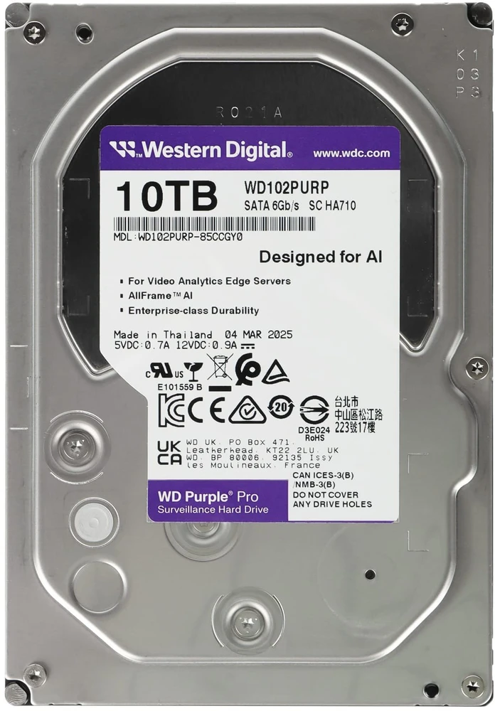 Western Digital HDD-WD102PURP 10TB 24/7 VAKARŲ SKAITMENINIS ĮRAŠYMO DISKAS