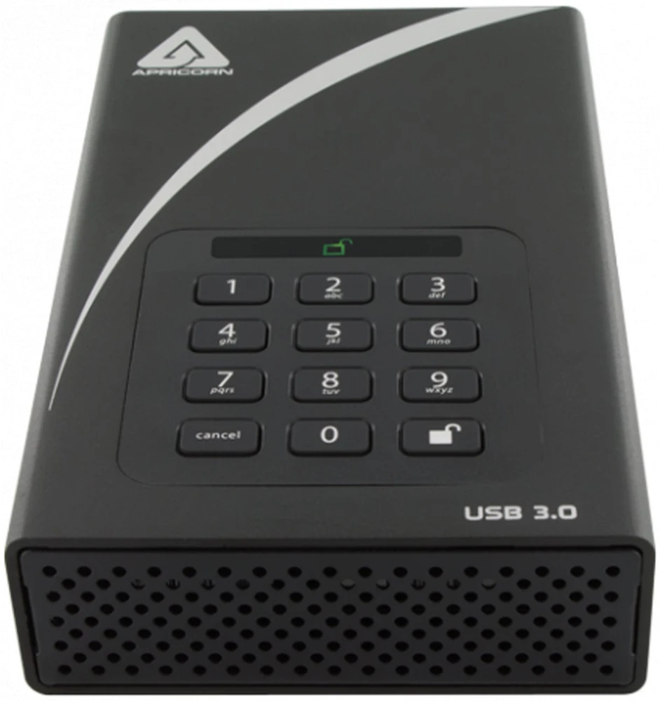 Kietasis diskas Dysk zewnętrzny HDD Apricorn Aegis Padlock DT zewnętrzny dysk twarde 12 TB USB Typu B 2.0/3.2 Gen 1 (3.1 Gen 1) Juodas