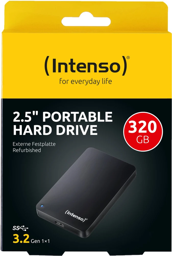 Kietasis diskas Dysk zewnętrzny HDD Intenso 6.3cm (2,5'') 320GB 3.2 MemoryCase juoda Refurbish (6021610)