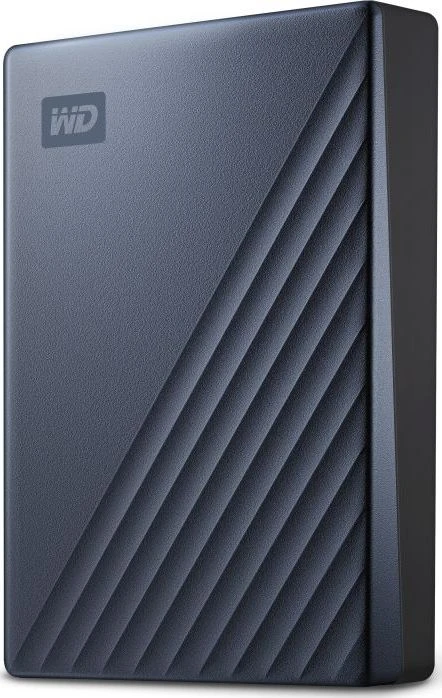 Kietasis diskas Western Digital „My Passport Ultra 5TB Mėlyna USB-C/USB3.0 HDD 2,5" metalinio apdailos nešiojamas išorinis RTL diskas