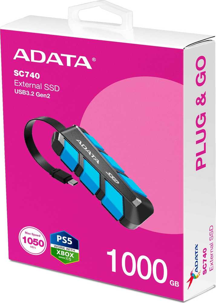 Kietasis diskas Adata SC740 1TB SSD Mėlyna