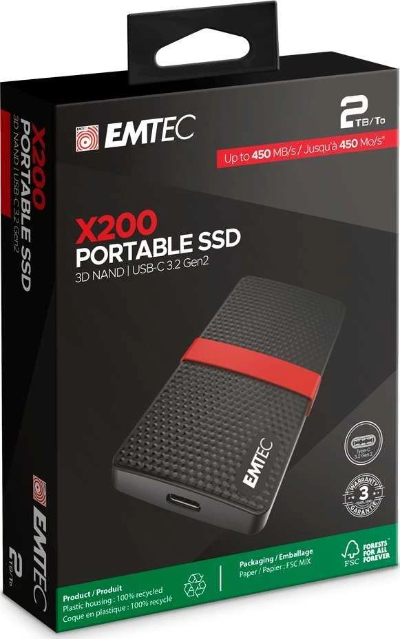 Kietasis diskas „Emtec SSD 3.2 Gen1 X200 2TB Power Plus“ nešiojamas diskas