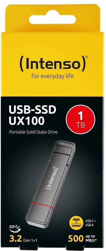 Išorinis kietasis diskas SSD Intenso Intenso externe USB SSD UX100 1TB USB 3.2 C+A Gen.1x1