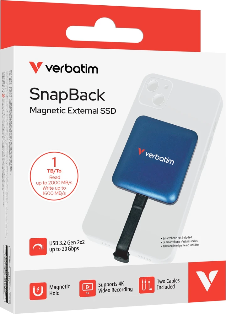 Kietasis diskas Verbatim SnapBack SSD 1TB mėlynos metalinės spalvos 32075