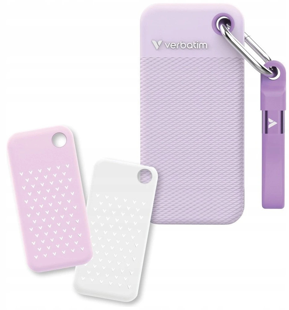 Kietasis diskas Dysk Zewnętrzny Verbatim Pocket SSD 2TB USB-C 3.2 gen.2 balta-violetinė 32323