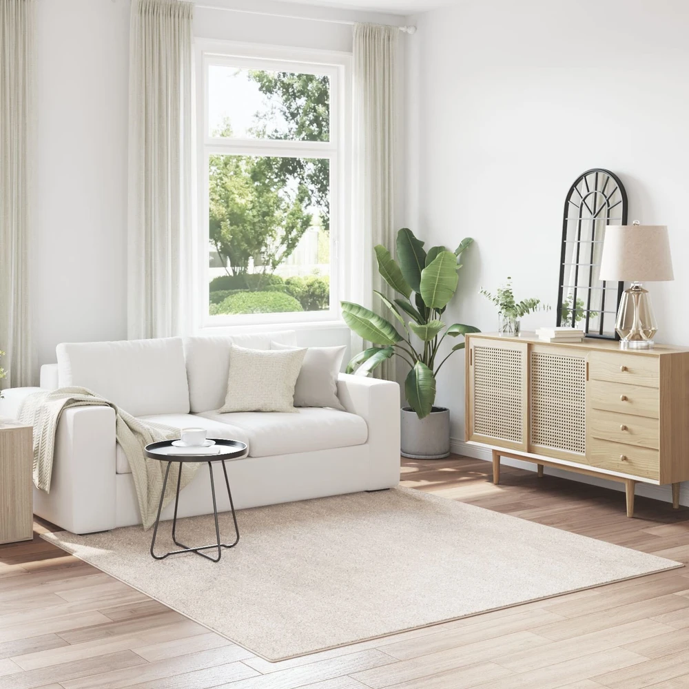 Neslystantis plaukuotas kilimas Kreminė 200 x 200 cm PP