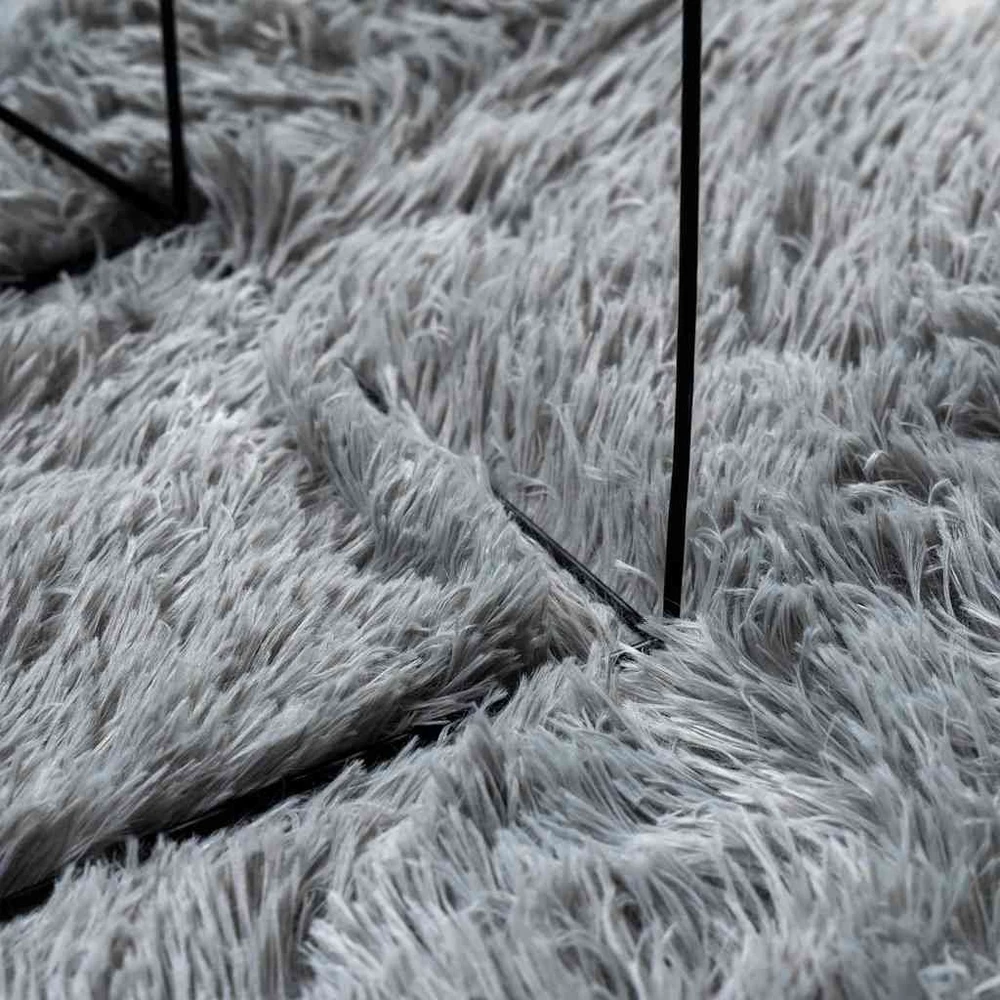 Shaggy tipo kilimas, NAVARRA, 160x160 cm, sidabrinė pilka