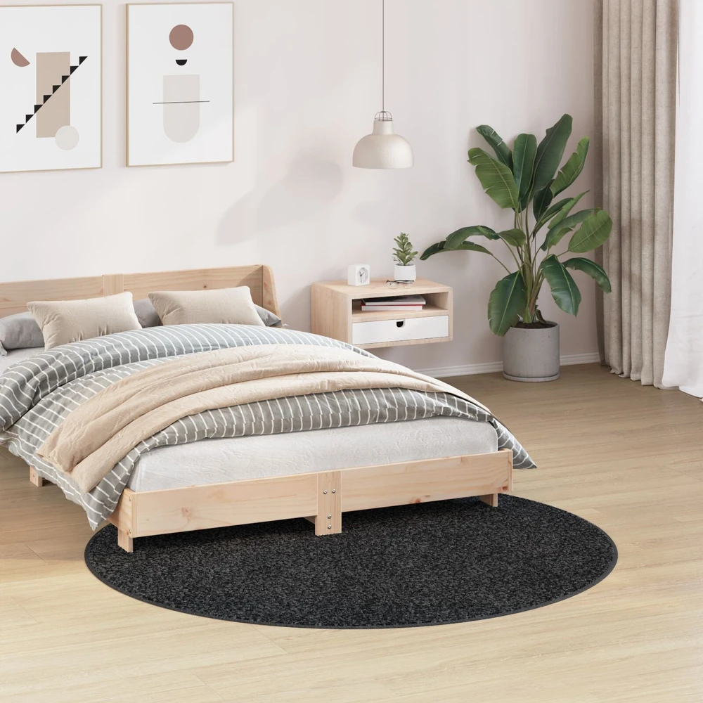 Neslystantis plaukuotas kilimas Tamsiai pilka 160 x 160 cm PP