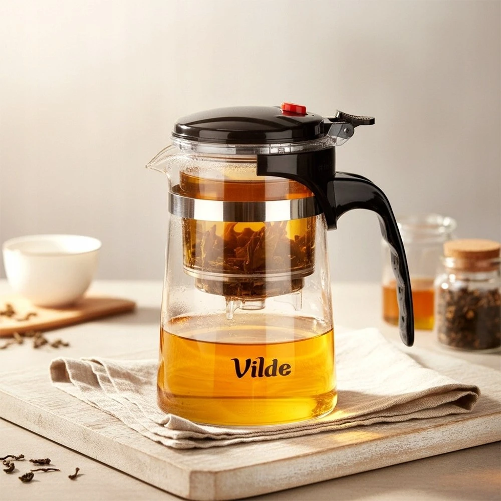 Stiklinis arbatinukas su arbatos filtru Vilde, 600 ml