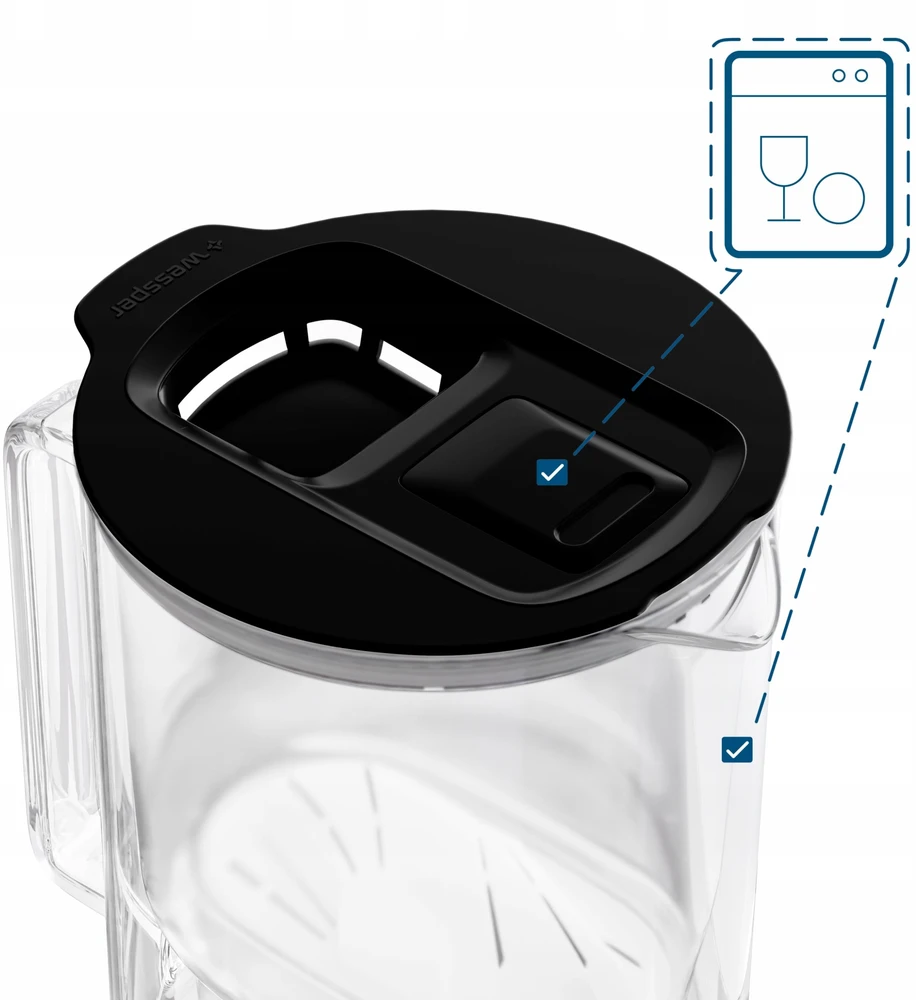 Filtravimo ąsotis Wessper ąsotis Wessper D4 BOROSILICATE MINI futureflow™ Aquamax (WES208-FF-BK)