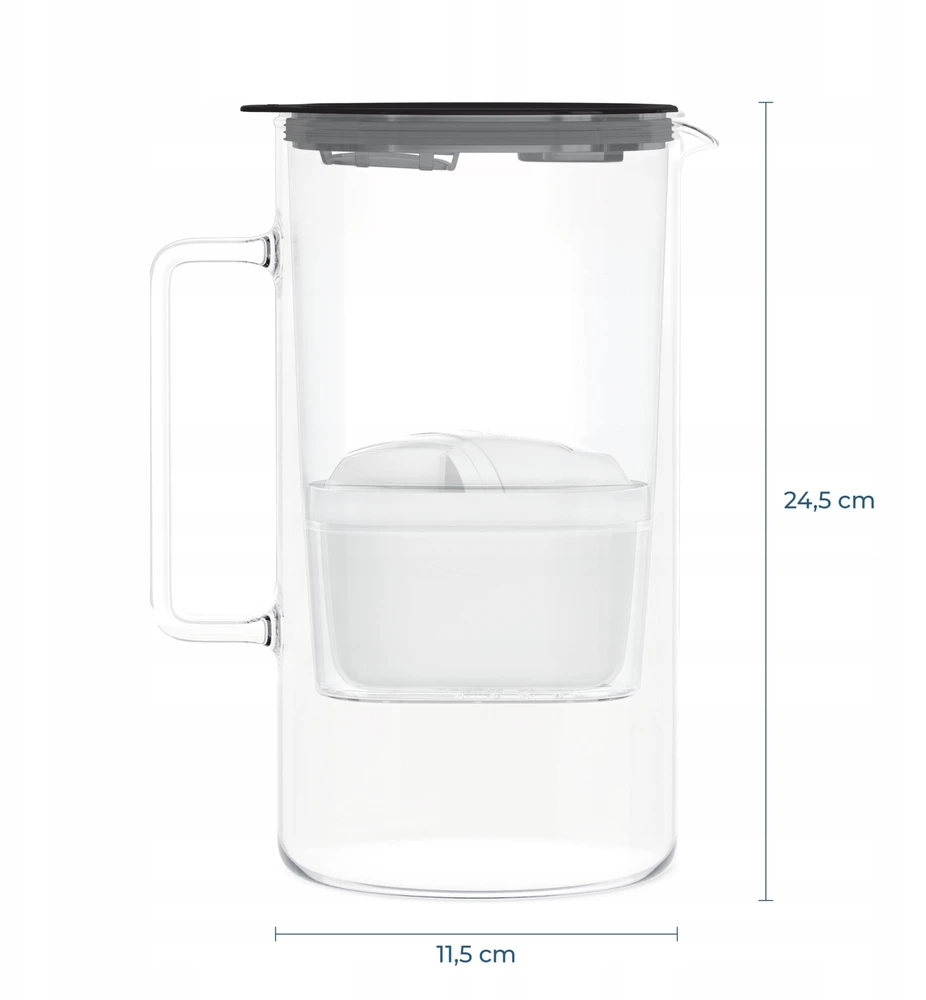 Filtravimo ąsotis Wessper ąsotis Wessper D4 BOROSILICATE MINI futureflow™ Aquamax (WES208-FF-BK)