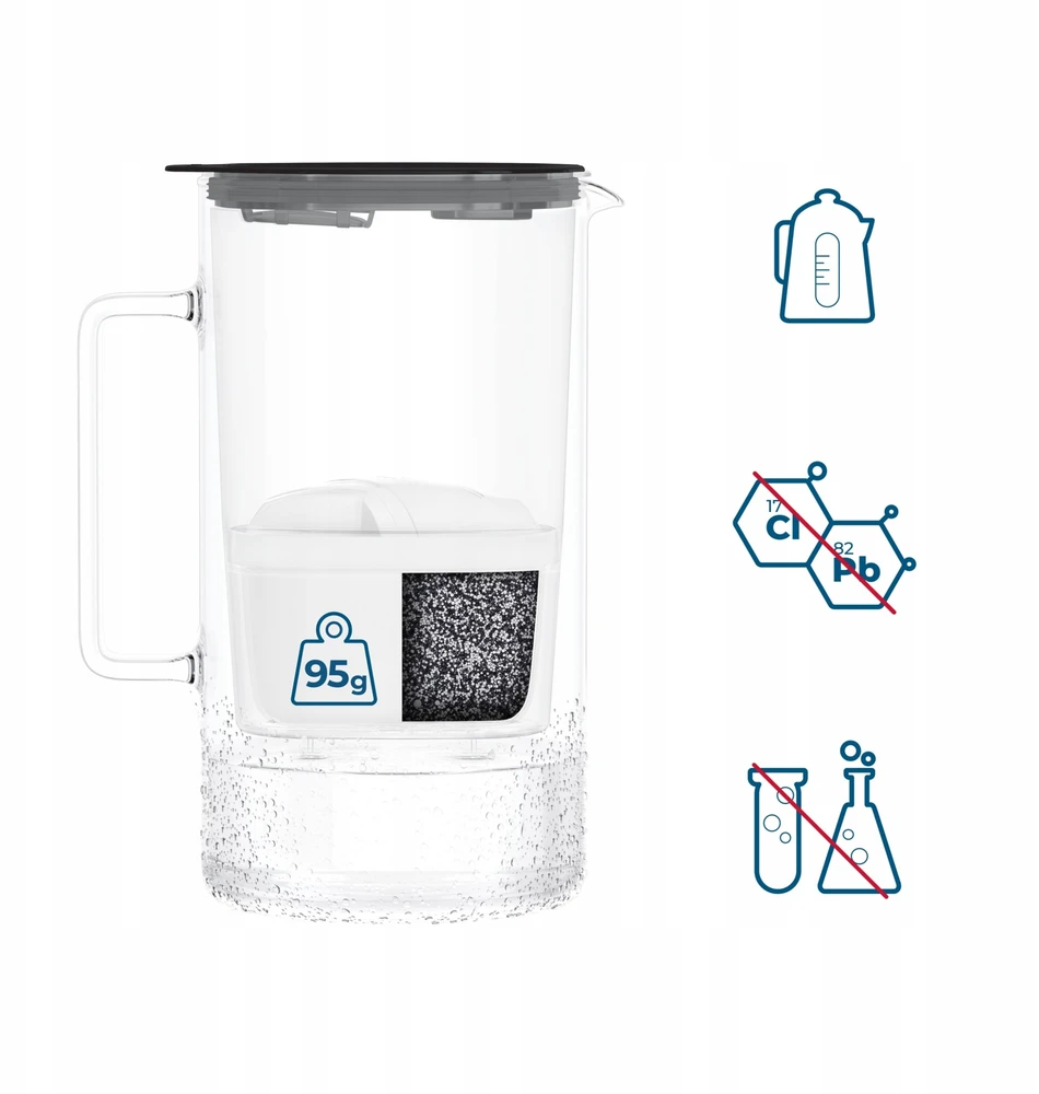 Filtravimo ąsotis Wessper ąsotis Wessper D4 BOROSILICATE MINI futureflow™ Aquamax (WES208-FF-BK)
