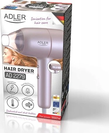 Adler Plaukų džiovintuvas | AD 2279b | 1800 W | Number of temperature settings 2 | Ionic function | Mėlyna