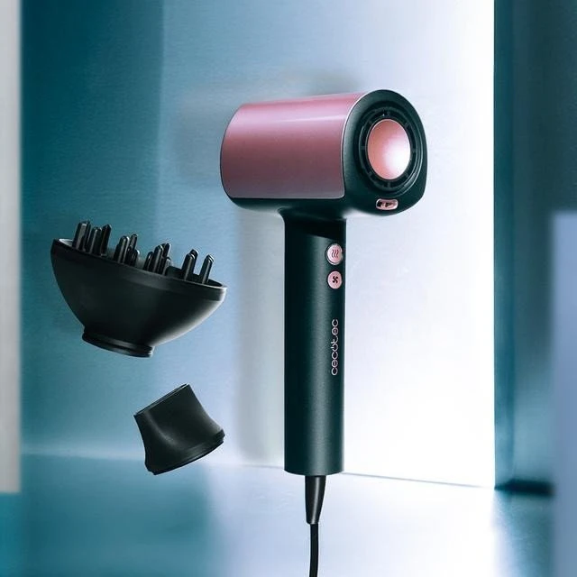 Cecotec Plaukų džiovintuvas | DryGlam Nano Plasma | 1600 W | Number of temperature settings 3 | Ionic function | Juodas/Rose Gold | Diffuser nozzle