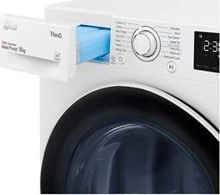LG | Džiovyklė | RH80V3AV6N | Energijos vartojimo efektyvumo klasė D | Pakraunama iš priekio | 8kg | LED | Gylis 69 cm | Wi-Fi | Baltas