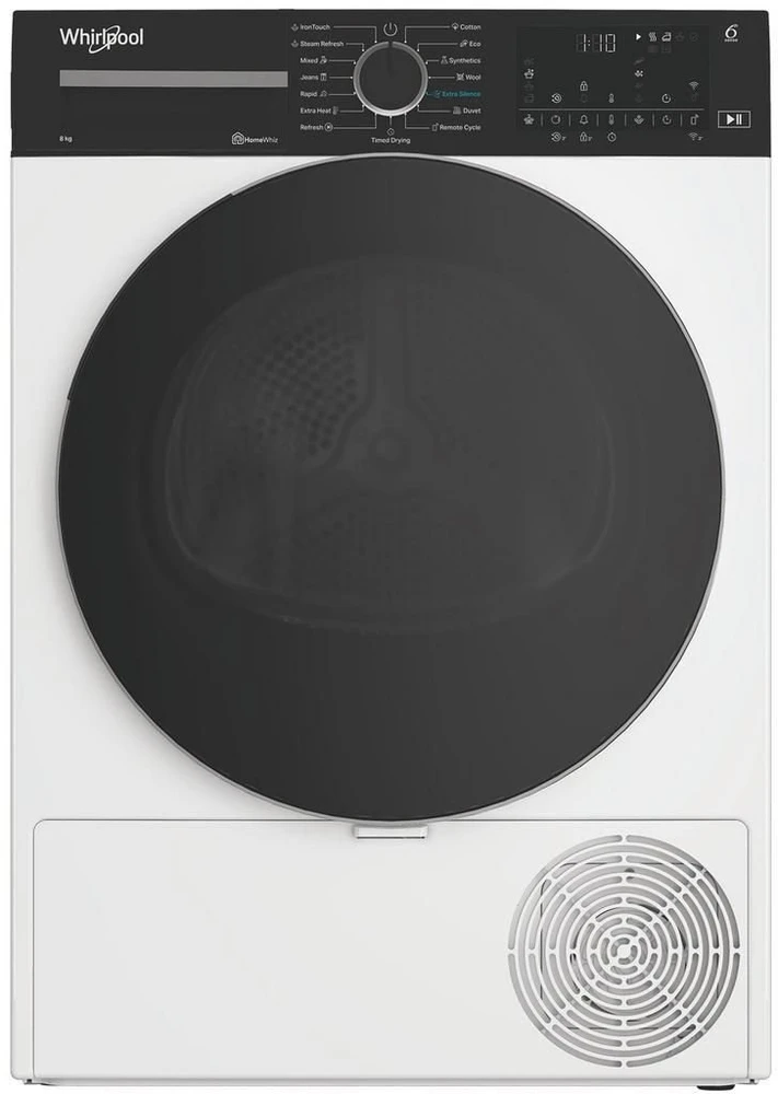Whirlpool Džiovyklė | WP B8X WBS EE | Energijos vartojimo efektyvumo klasė B | Priekinis pakraunamas | 8kg | Skaitmeninis | Gylis 67,4 cm | Baltas | Garinimo funkcija