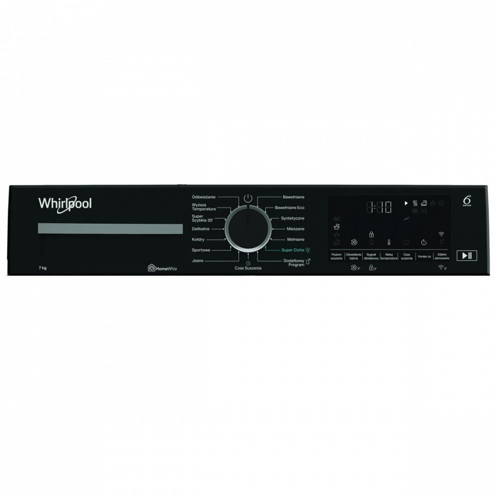 Džiovyklė Whirlpool WSD 74 WBB PL skalbimo mašinos džiovintuvas, pastatomas, priekinės pakrovos, 7kg, baltas