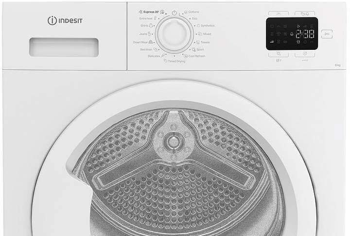 INDESIT džiovyklė | C YSD 83D WW EE | Energijos vartojimo efektyvumo klasė D | Priekinis pakraunamas | 8kg | Šilumos siurblys | LED | Gylis 54,5 cm | Baltas