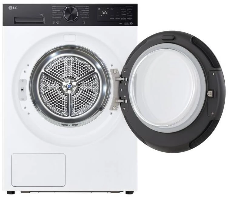 LG džiovyklė | RHX5009TKB | Energijos vartojimo efektyvumo klasė B | Priekinis pakraunamas | 9kg | Skaitmeninis | Šilumos siurblys | Gylis 66 cm | Wi-Fi | Baltas