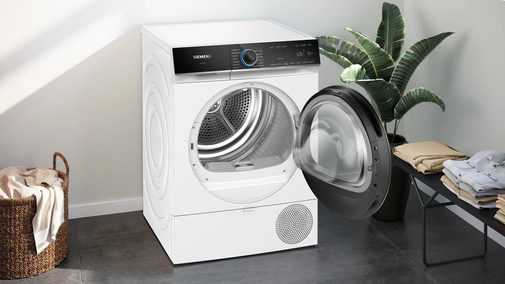 Džiovyklė Džiovintuvas drabužiams Siemens Siemens WQ46B2C40 iQ700 (baltas/juodas, 60 cm, Home Connect)