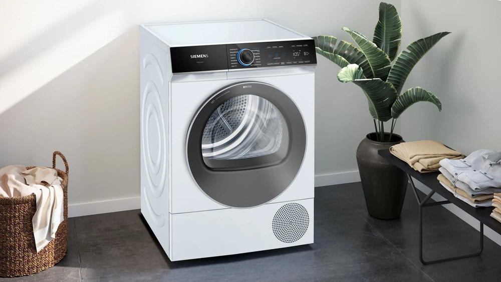 Džiovyklė Džiovintuvas drabužiams Siemens Siemens WQ46B2C40 iQ700 (baltas/juodas, 60 cm, Home Connect)