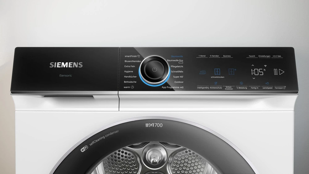Džiovyklė Džiovintuvas drabužiams Siemens Siemens WQ46B2C40 iQ700 (baltas/juodas, 60 cm, Home Connect)