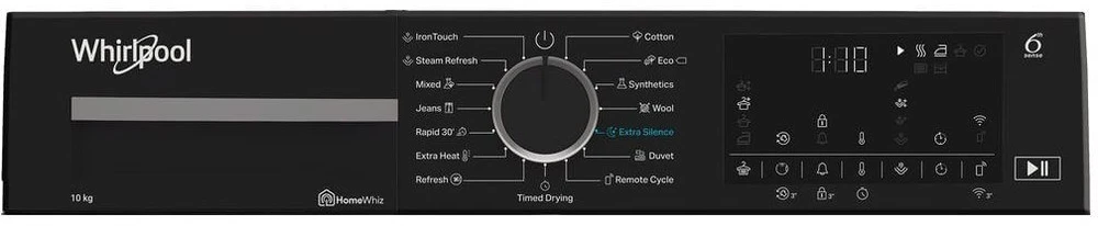Džiovyklė Whirlpool WP C10X WBS EE skalbimo mašina su džiovintuvu, laisvai pastatoma, priekinio pakrovimo, 10 kg, balta