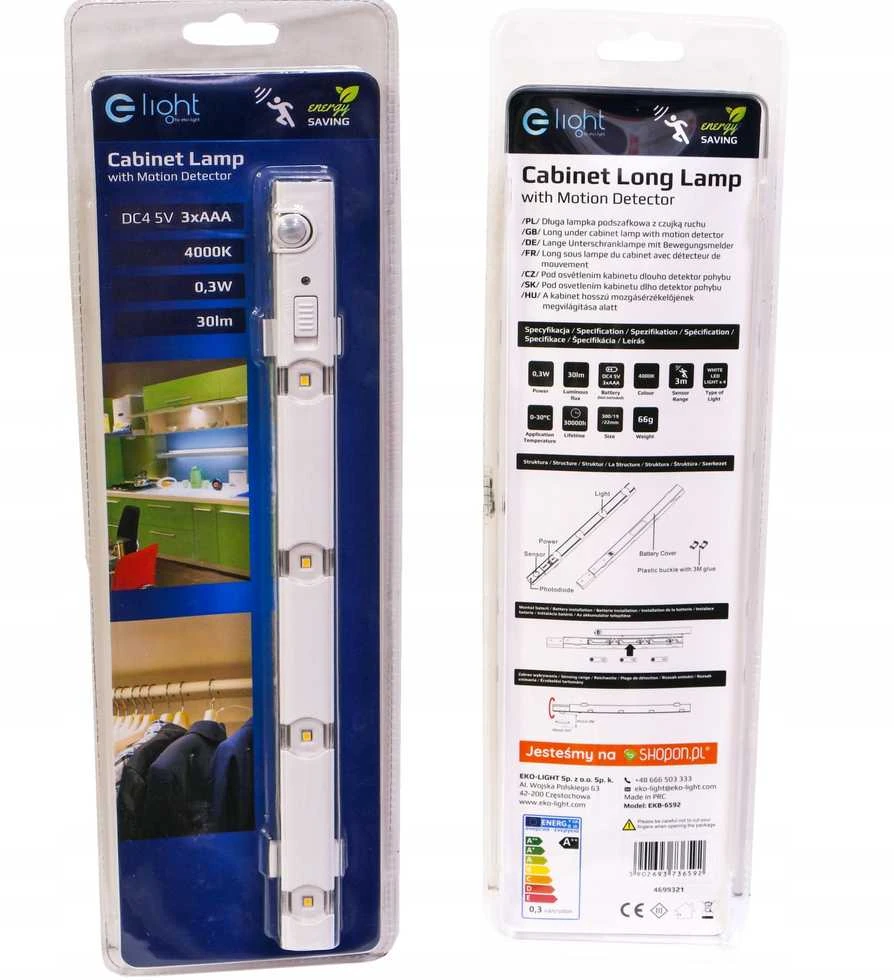 E-LIGHT ŠVIESTUVAS TVIRTINAMAS 0.3W 30LM 4000K 3XAAA