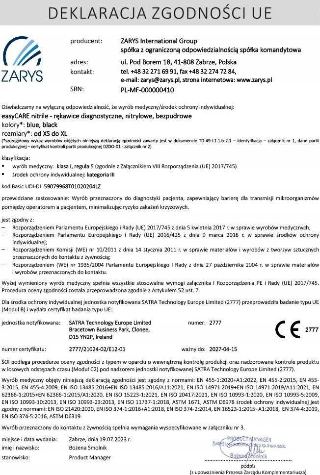EasyCARE vienkartinės nitrilo pirštinės, be miltelių, nesterilios, juodos, XL dydis, 100vnt.