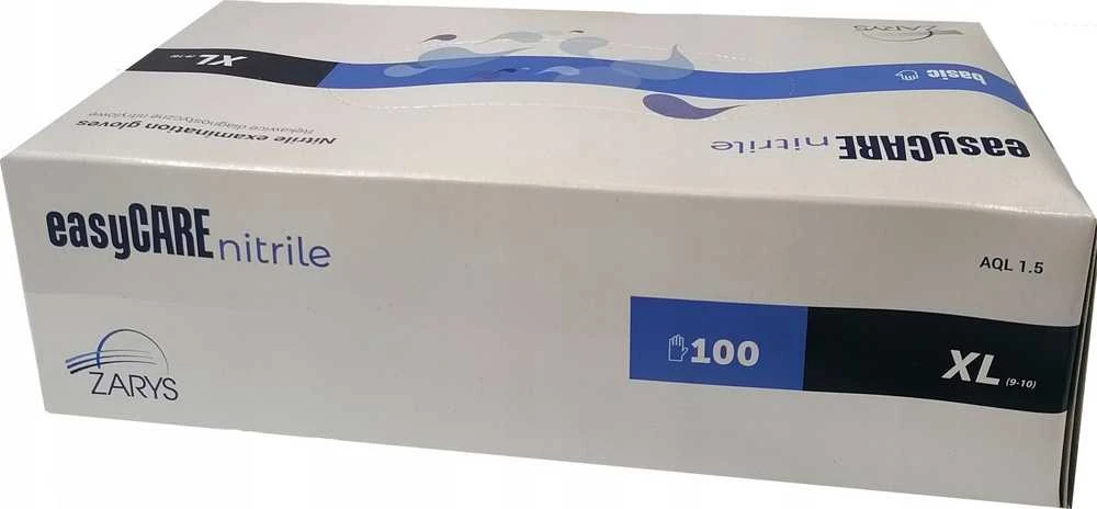 EasyCARE vienkartinės nitrilo pirštinės, be miltelių, nesterilios, mėlynos, XL dydis, 100vnt.