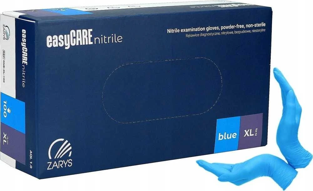 EasyCARE vienkartinės nitrilo pirštinės, be miltelių, nesterilios, mėlynos, XL dydis, 100vnt.