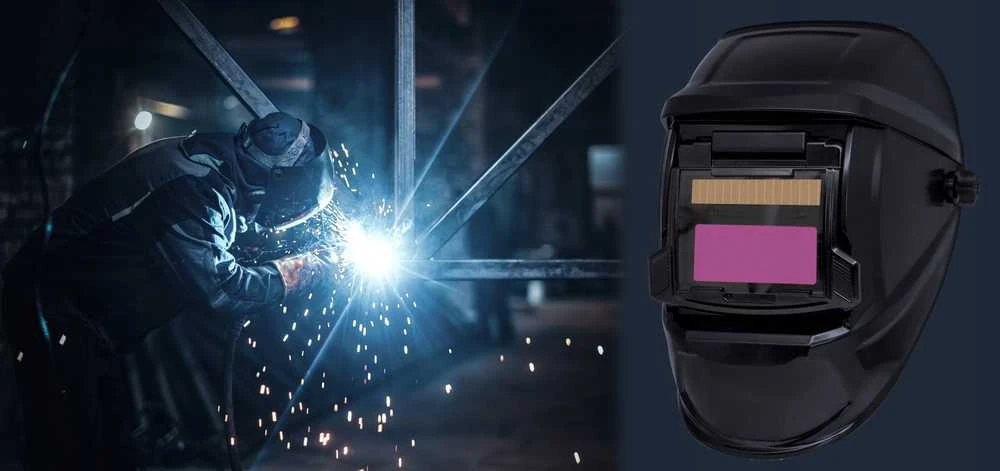 EasyTouch Suvirinimo kaukė TIMBER savaiminio tamsėjimo su filtru reg.01-1s. Saulės baterija / ličio baterija CR2032