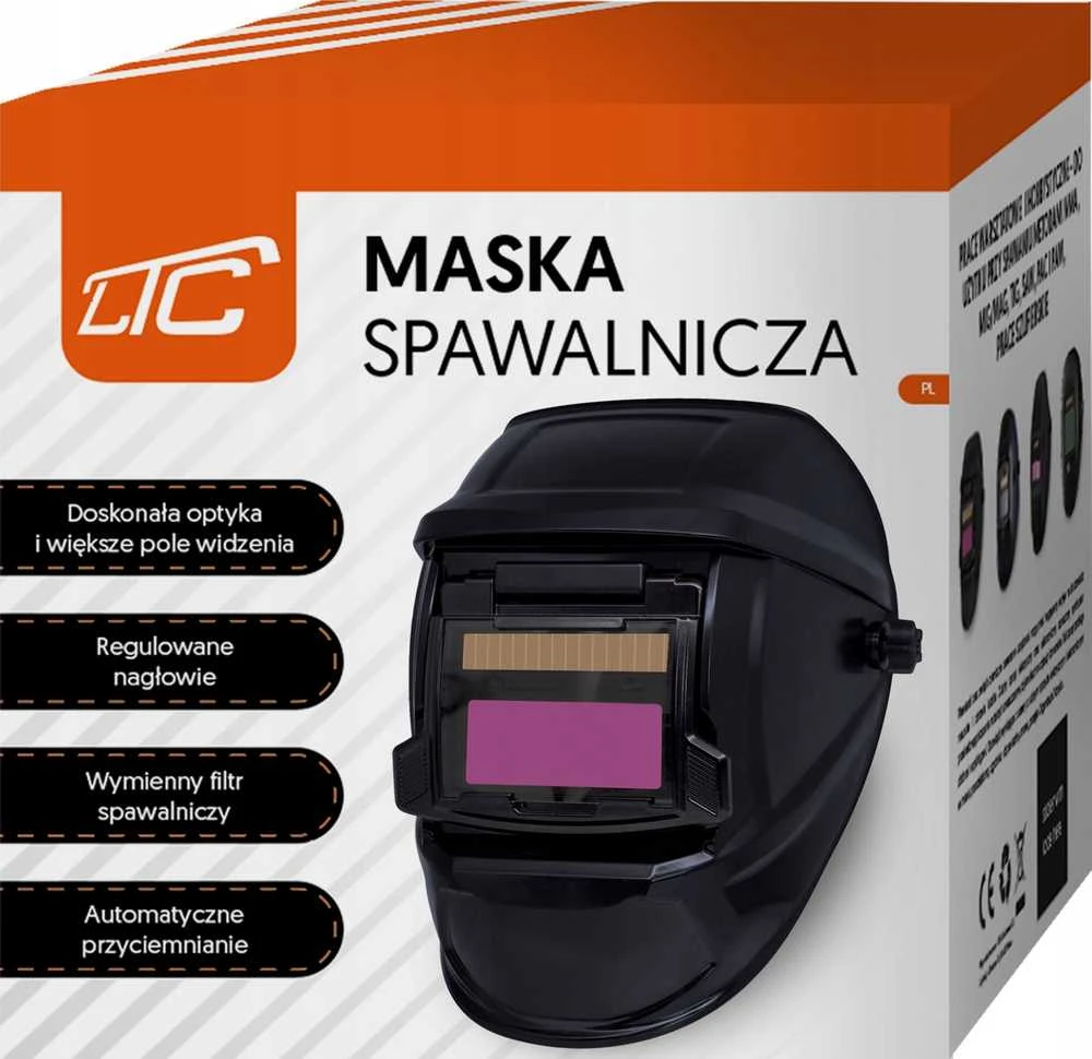 EasyTouch Suvirinimo kaukė TIMBER savaiminio tamsėjimo su filtru reg.01-1s. Saulės baterija / ličio baterija CR2032