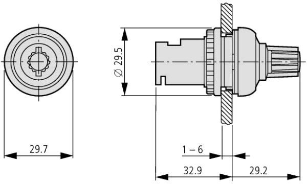 Eaton potenciometras 1kOhm 0,5W 22mm M22-R1K 229489